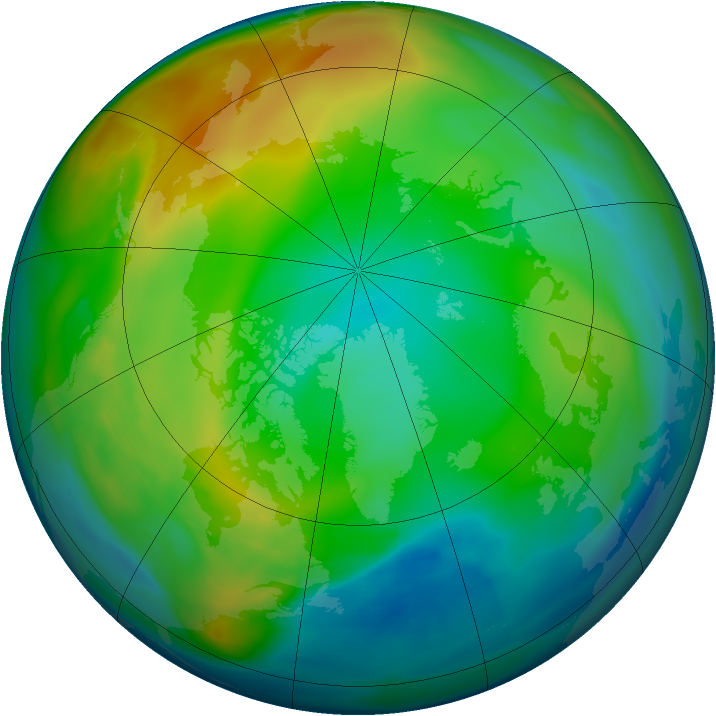 Arctic ozone map for 20 December 2004